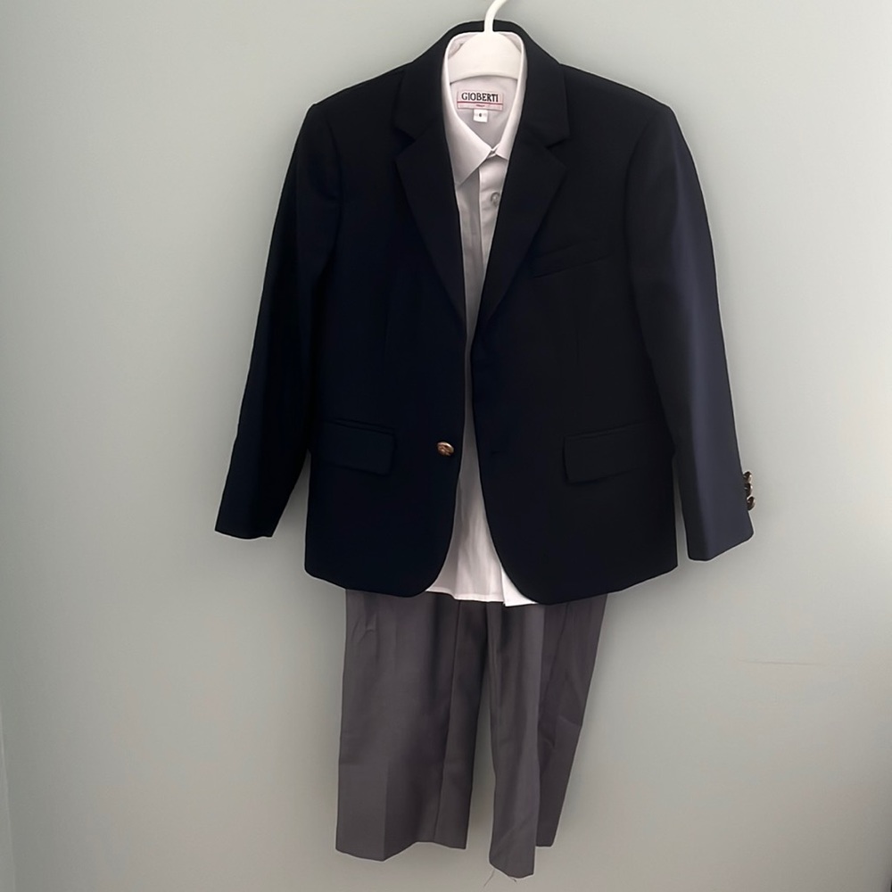 Gioberti 3 piece suit set - navy jacket and gray pants